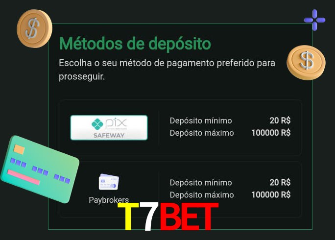 O cassino T7Bet oferece uma grande variedade de métodos de pagamento